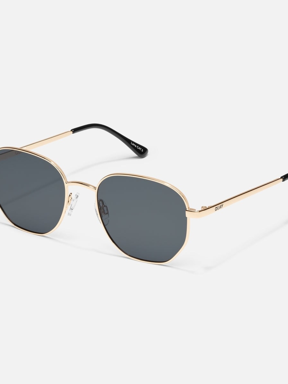 Quay BIG TIME Gold Frame Sunglasses with Dark Gray Lenses